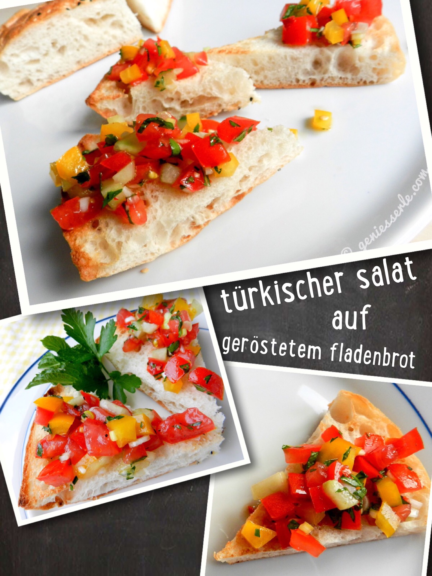 Türkischer Salat auf geröstetem Fladenbrot | geniesserle