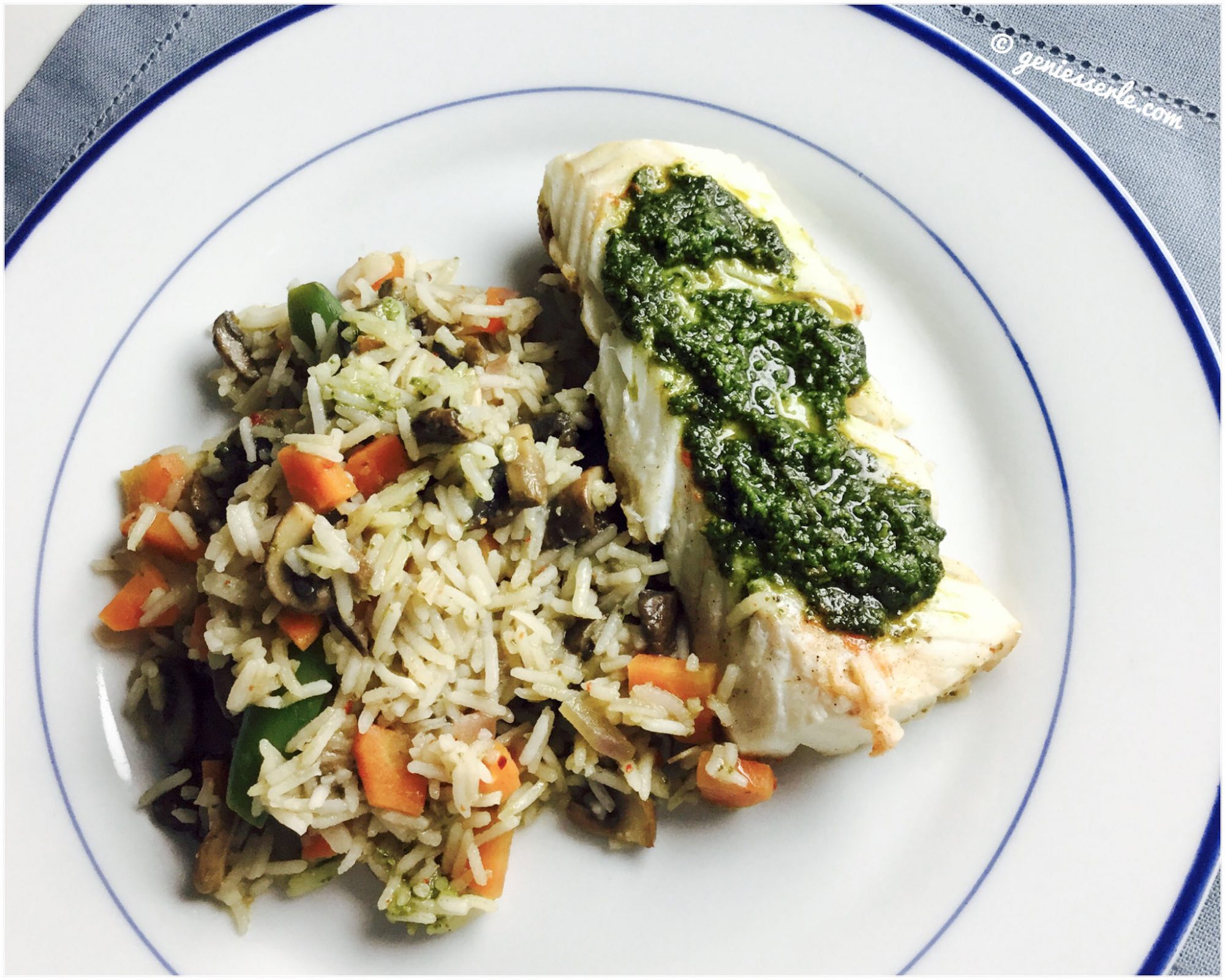Fisch mit Pesto auf Gemüsereis … „leicht“ & lecker … geniesserle